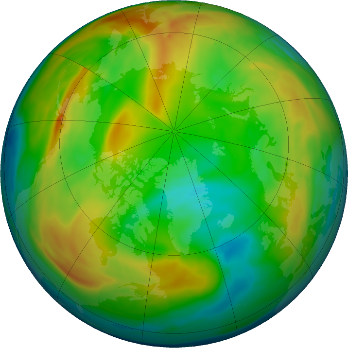 Arctic ozone map for 05 January 2022